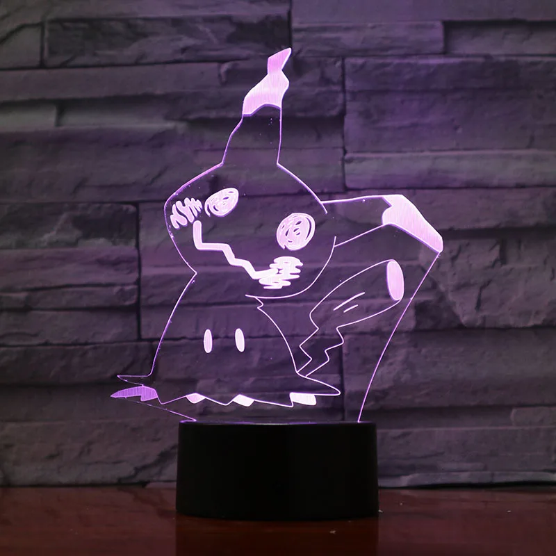 Mimikyu Jigglypuff Snorlax Arcanine Espeon Magikarp Purrloin Prinplup Lugia Cartoon 3D Lampa LED Pohode 7 Farieb Nočné Svetlo