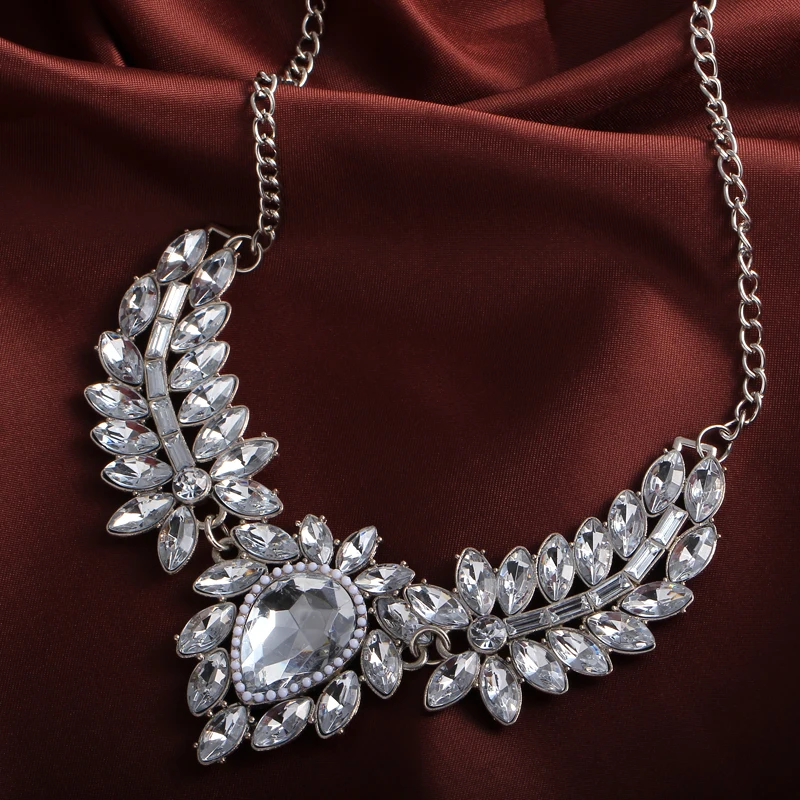 MINHIN Luxusné Crystal Náhrdelník Obojky pre Ženy Veľký Gem Kamene Silvers Reťazca Náhrdelník Chokers Prívesok Svadobné Šperky