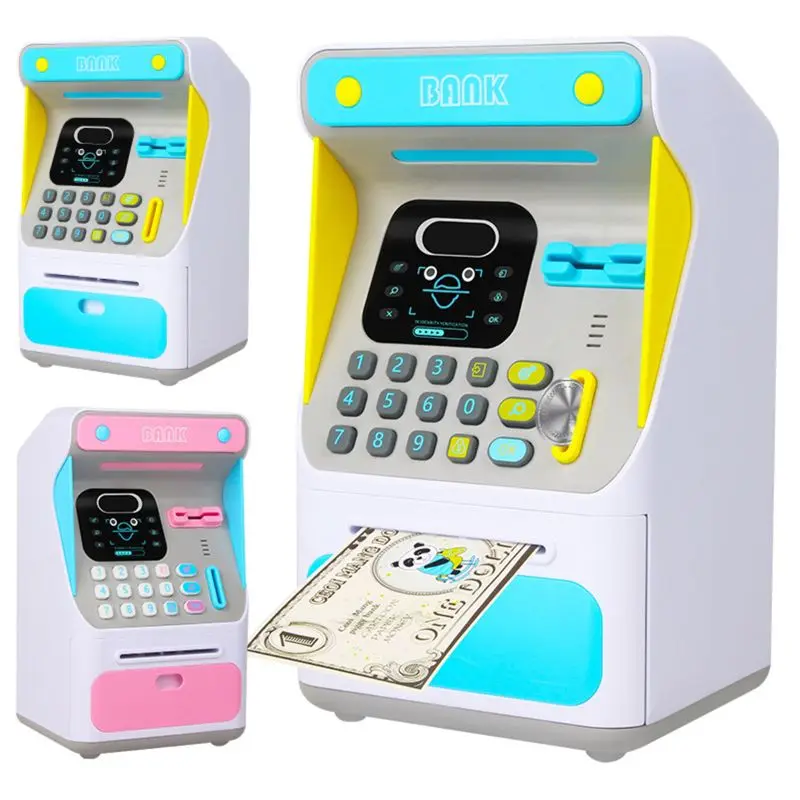 Mini BANKOMATU Peniaze Banky s Elektronickým Zámkom Rozpoznávanie tvárí Automatické posúvanie Papiera Peniaze & Mince Pre Deti, Dospievajúci Chlapci Dievčatá