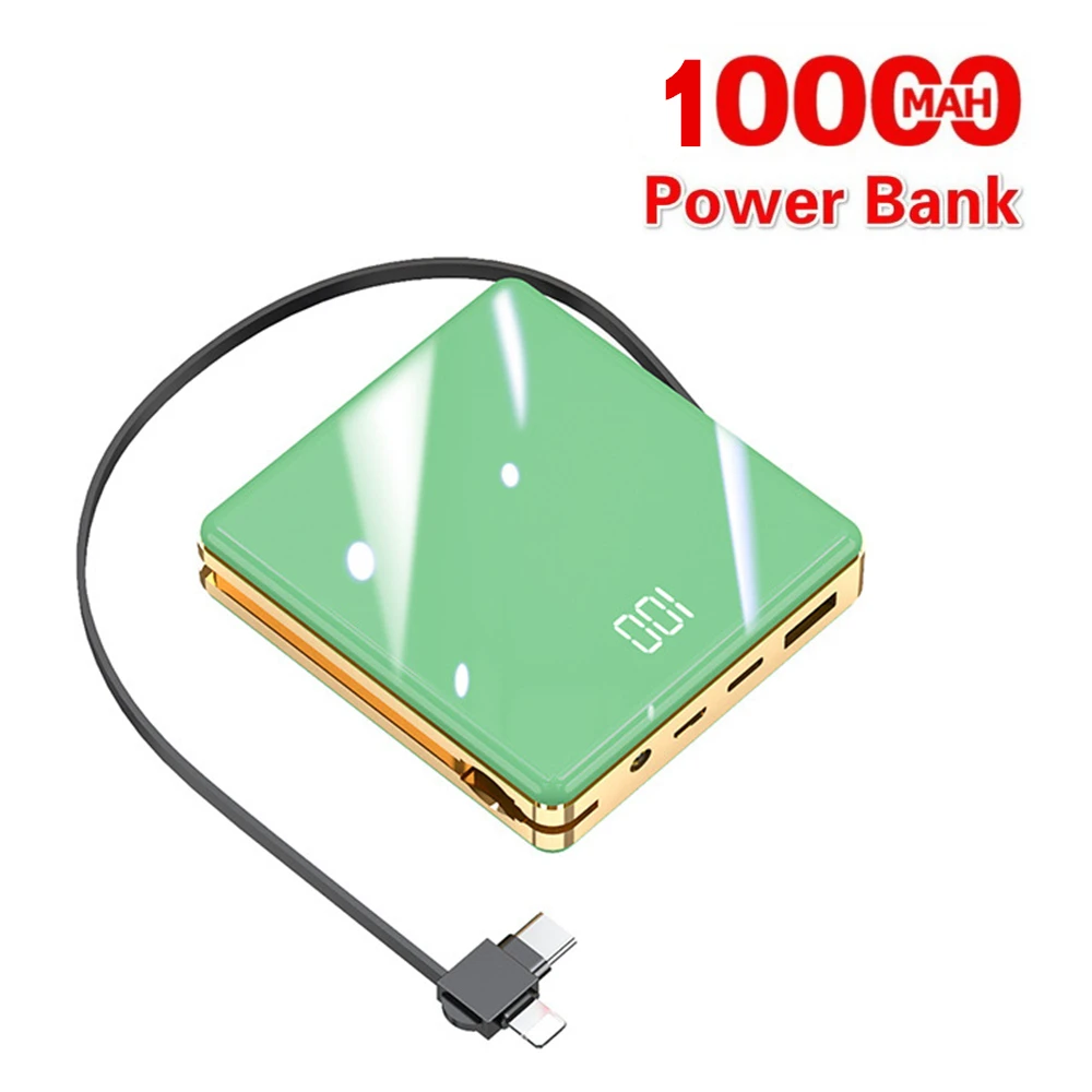 Mini Power Bank 10000mAh Externé Batérie LED Osvetlenie Prenosné Cestovné Powerbank Rýchle Nabíjanie Záložnej PoverBank S Káble