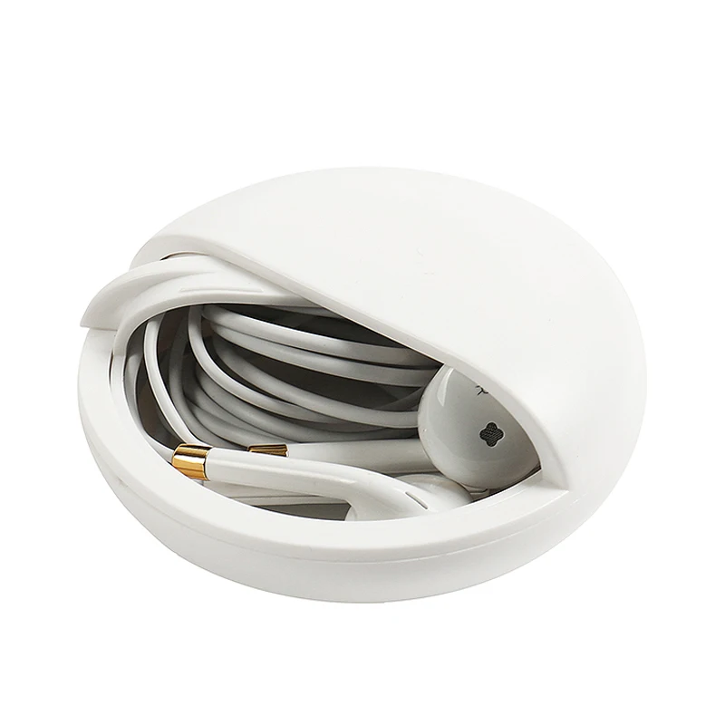Mini White Kolo Plasic Slúchadlá Prípade Taška Prenosná Slúchadlá Slúchadlá Pevný Úložný Box na Slúchadlá USB Kábel, Nabíjačka Organizátor