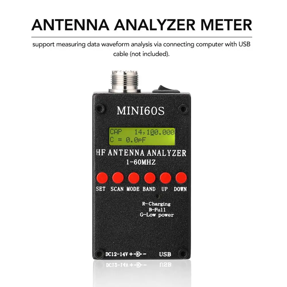 Mini60S 1-60MHz HF SWR Anténny Analyzátor Meter Pre Ham Rádio Hobbists V0T5