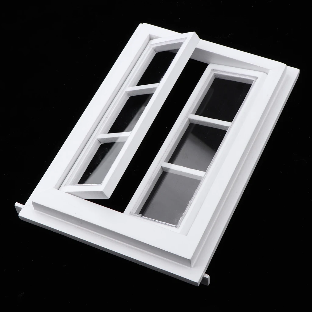 Miniatúrne Okná Drevené Európskej domček pre bábiky DIY Príslušenstvo pre Všetky Izby, Dekorácie 1/12 Rozsahu