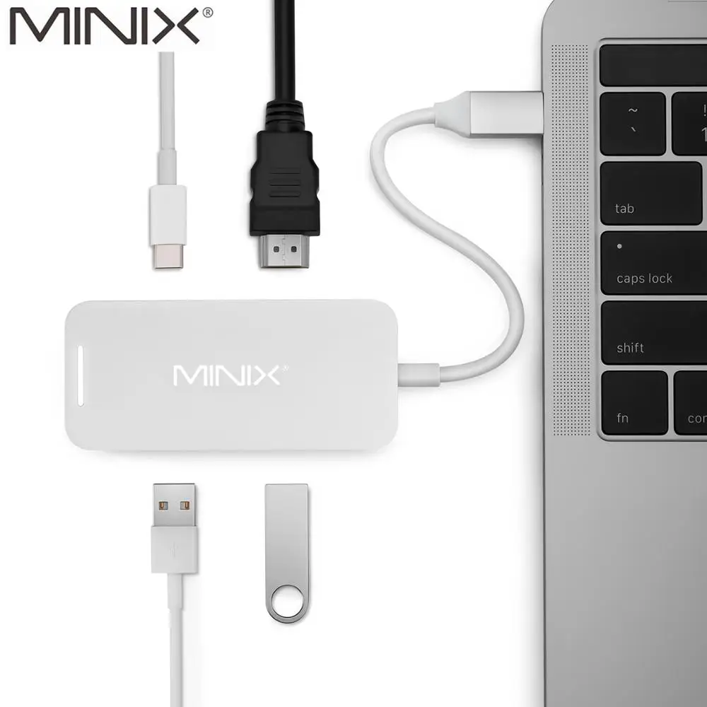 MINIX NEO C mini Typ C Hub Viacportová Adaptér S Výstupom HDMI Až Do 4K USB 3.0, USB-C Pre Nabíjanie Kompatibilného S Novým MacBook