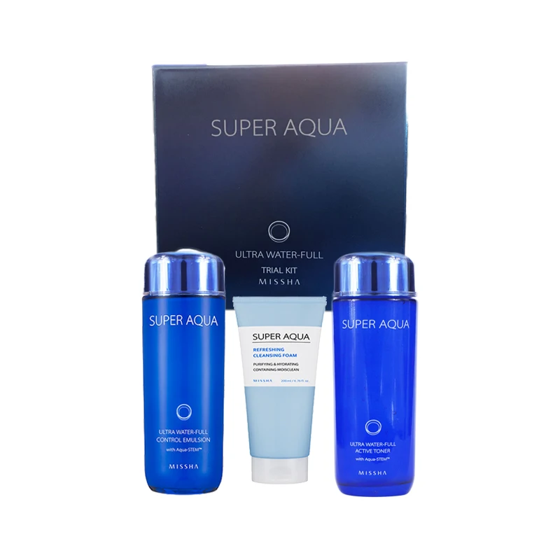 MISSHA Super Aqua Ultra Vody Full Kit (Cleansing Foam 20ml Toner 30 ml Emulzia 30ml) hydratačné sérum na Tvár Starostlivosť o Pleť Nastaviť