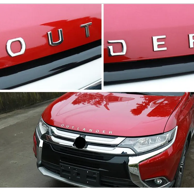 Mitsubishi Outlander 2013-2020 Chrome Auto 3D Písmená Kapota Znak loga Odznak nálepky Znenie 3D doplnky z Nerezovej Ocele