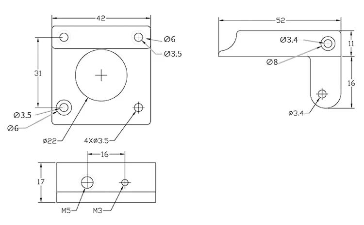 MK8 Vytláčacie Hliníkový Blok Ľavej Pravej Strane Ramenom Držiaku Pre Makerbot 3D Tlačiarne Diely 1.75 mm Vlákna Bowdenových impressora 3d