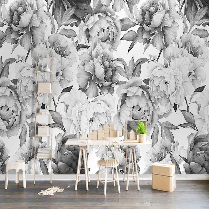 Moderné Biele Kvety Abstraktné nástennú maľbu, Tapety Obývacia Izba, TV joj, Nástenné Maľby, 3D Samolepiace Nepremokavé Plátno Fresco