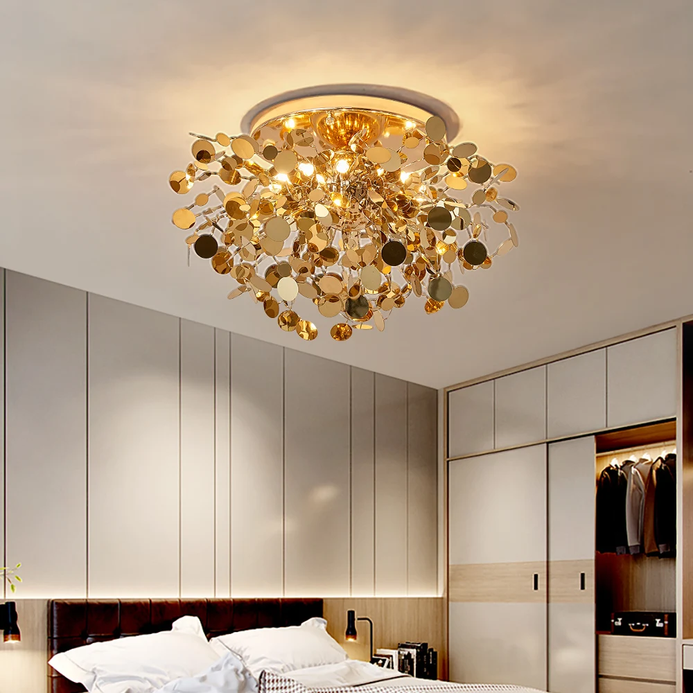 Moderné led stropné svietidlá pre spálne, kuchyne kola zlata z nehrdzavejúcej ocele svetlo stropné lustre, v obývacej izbe