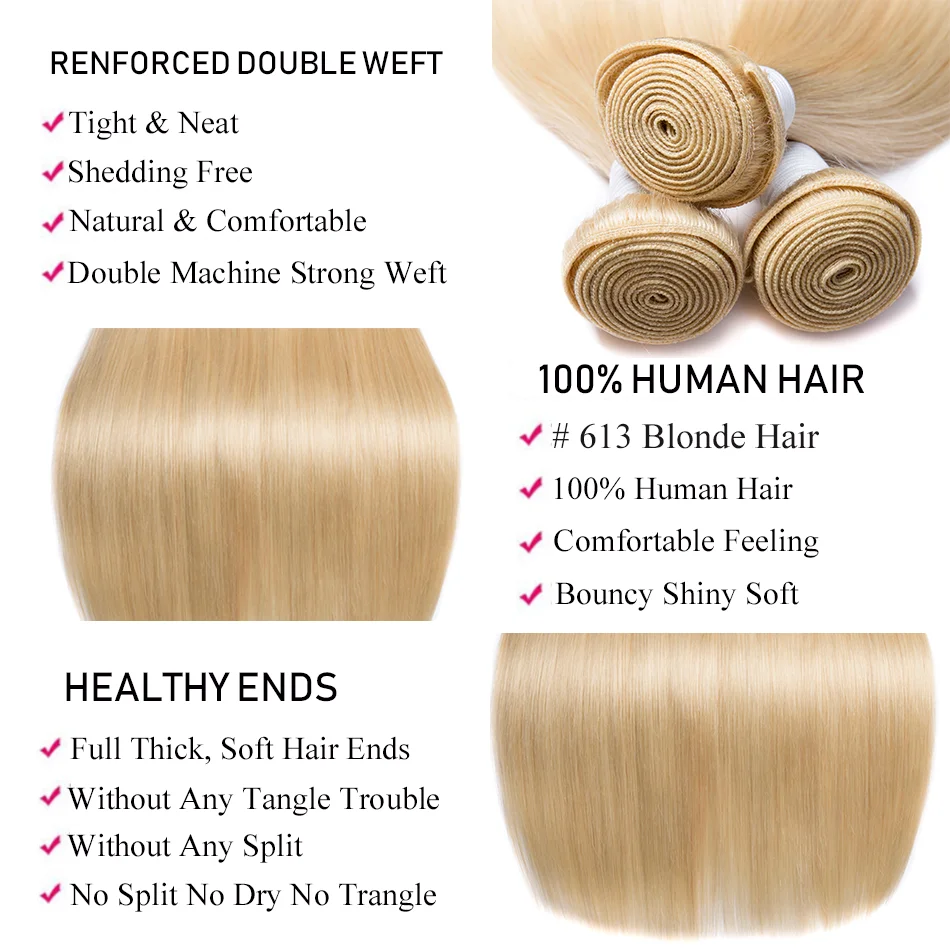 Moderné Zobraziť Peruánskej Vlasy Rovné 613 Blondína Zväzky Ľudské Vlasy Zväzok 1/3/4 KS 10-28 Palcový Blond Vlasy Väzbe Zväzok Non-Remy