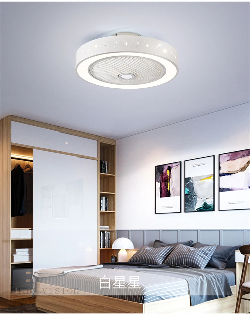 Moderný minimalistický bielo natreté železa stropný ventilátor svetlo krištáľ dekoratívny akryl stmievateľné LED osvetlenie spálne ventilátor lampa AC220