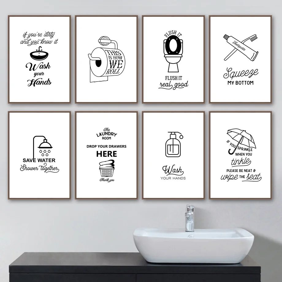 Moderný minimalistický tvorivé kúpeľňa wc Steny Umelecké Plátno na Maľovanie Nordic Plagáty A Tlač obrazov na Stenu Pre Obývacia Izba Dekor