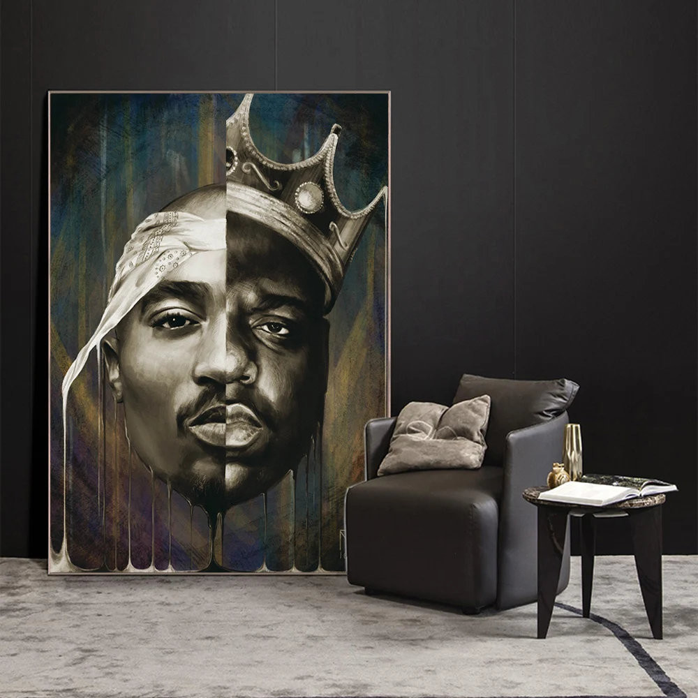 Moderný Portrét Tupac Plátno Maľovaní Plagátov a Vytlačí Cuadros Múr Umenia pre Obývacia Izba Domova(Bez Rámu)