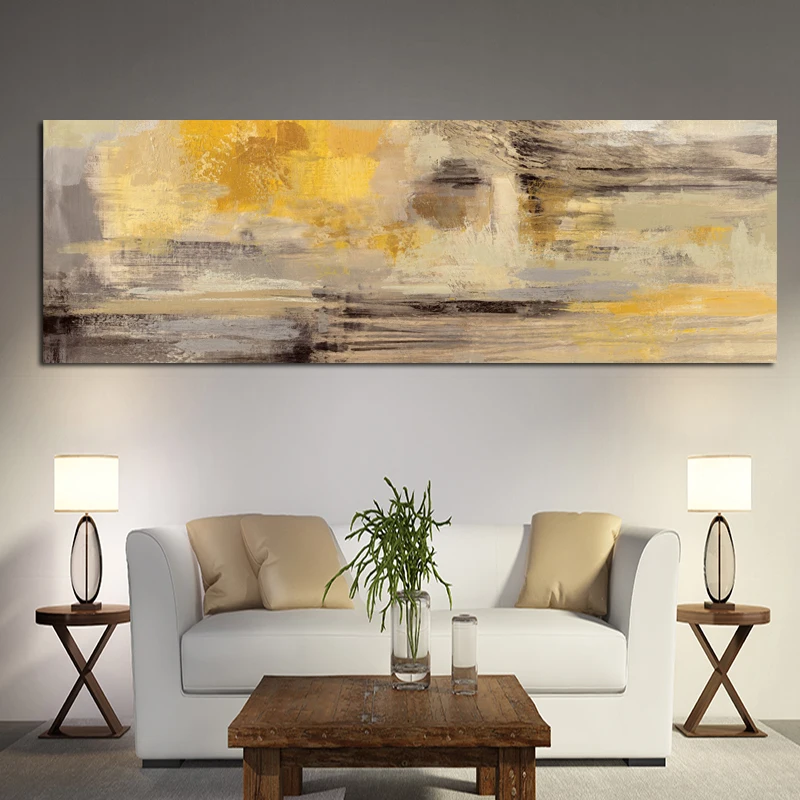 Moderný Škandinávsky Abstraktné zlatožltý Olej na Plátne Maľovaní Plagátov a Tlač Wall Art Obrázky Obývacia Izba Dekor Cuadros