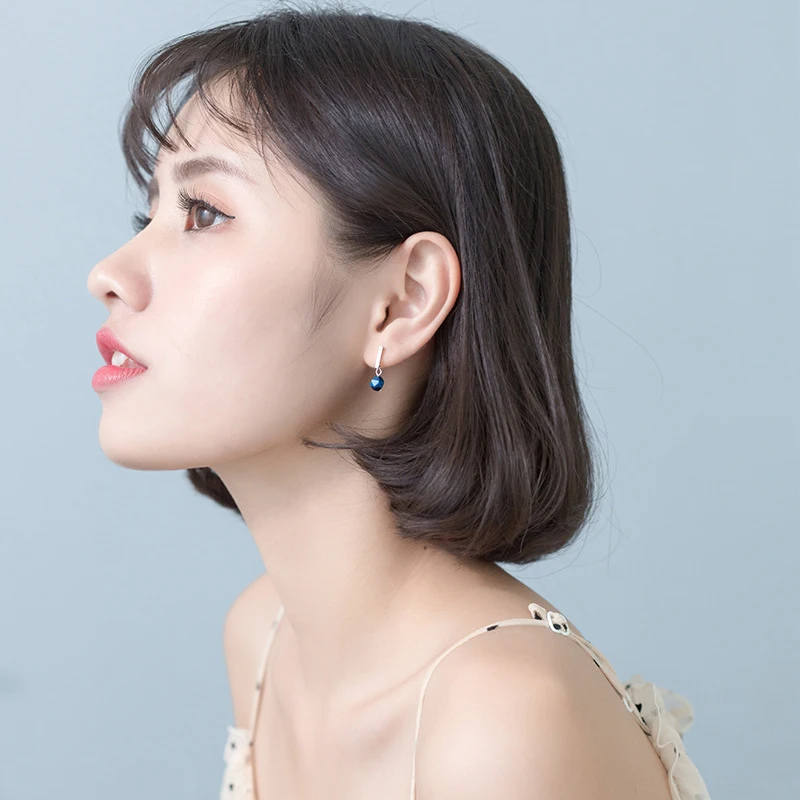Modian 925 Sterling Silver Blue Crystal Design Drop Náušnice pre Ženy Visieť Earing Módy Klasické Vyhlásenie Šperky
