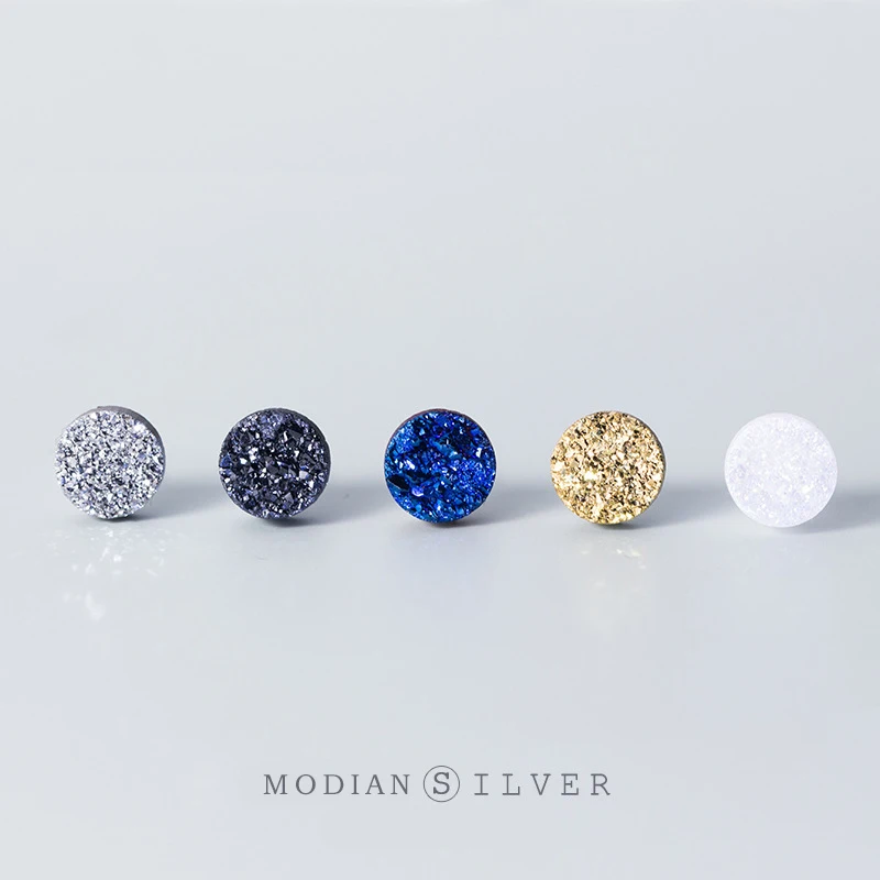 Modian Multicolor Modré Crystal Jednoduché Stud Náušnice Klasické 925 Sterling Silver Kúzlo Šperky Pre Ženy S925 Náušnice Bijoux