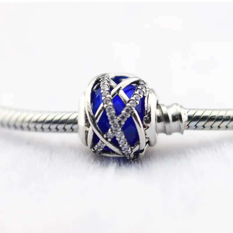 Modrá CZ Galaxy Crystal Korálky pre Striebro 925 Originálne Náramky, Prívesky Ženy Šperky Jemné DIY Kúzlo Korálky pre Šperky Robiť