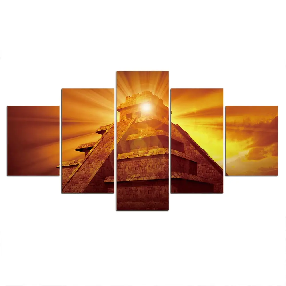 Modulárny Obrázky Domáce Dekorácie na Stenu Umelecké Plátno Tajomstvo Mayských Pyramíd Plagát Dekor 5 Kus Maľovanie HD Tlačené Fotografie