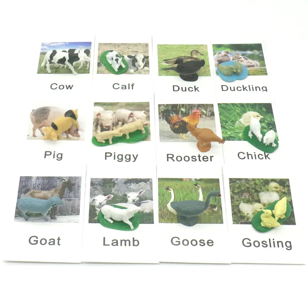 Montessori Dieťa Školenia Učenie Jazyka hospodárskych Zvierat Montessori Hračky Puzzle pre Vzdelávacie Karty Praktický Život Hračky L1046F