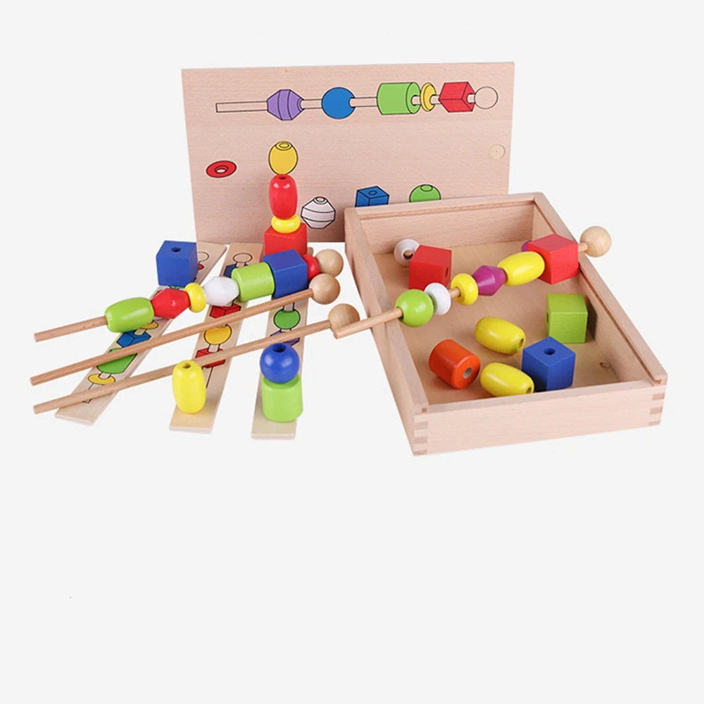 Montessori Drevená Hračka Perličiek Sekvenčné Nastaviť Blok Hračky Klasické Hračky Vzdelávacie Hry Pre Deti