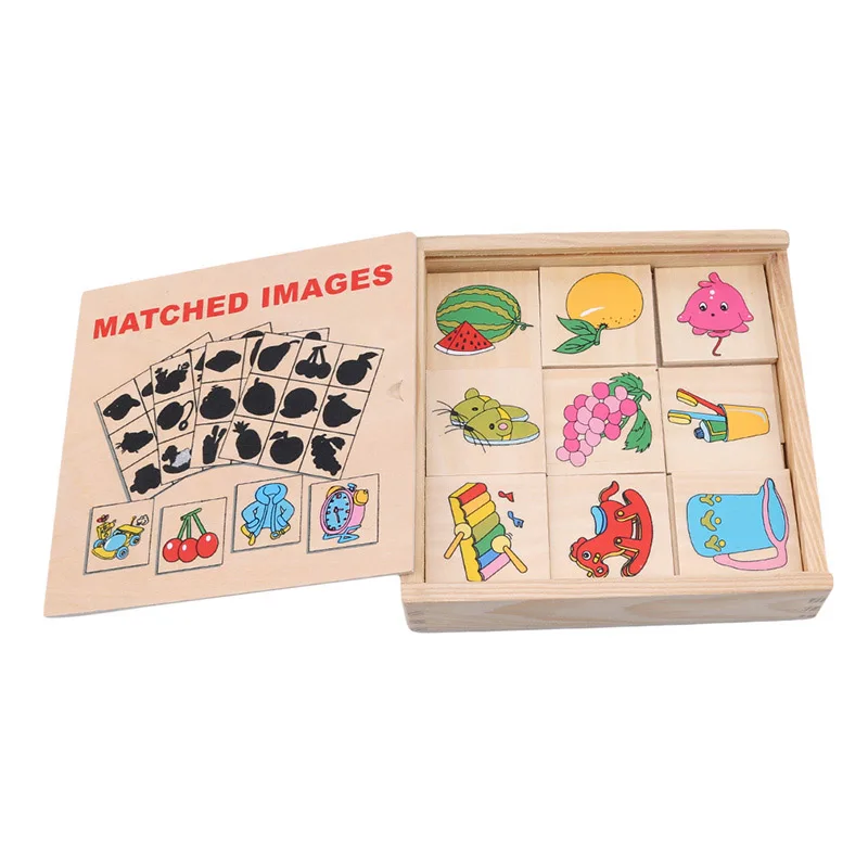 Montessori Puzzle, Hračky pre Deti, Drevený Vzhľad pre Tieň Hračka Tieň Zodpovedajúce Hra Karty Grafika Príslušné Políčko Deti Hračky
