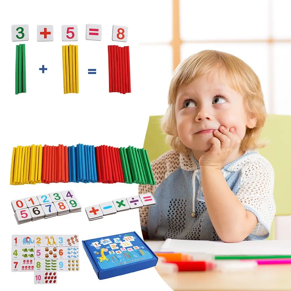 Montessori Vzdelávacích Drevené Hračky Počítanie Palice Matematiky v Predškolskom učebná pomôcka Vzdelávacie Matematika Dieťa Darček s Box