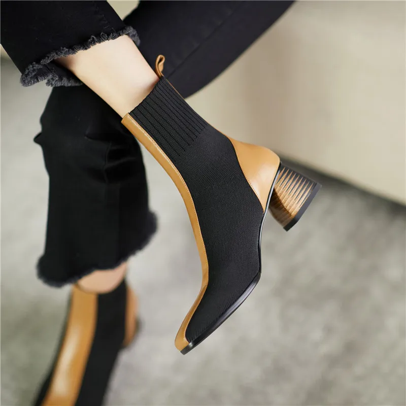MORAZORA 2020 Nový príchod módne ženy topánky hrubé podpätky štvorcové prst dámy topánky na jeseň zima zmiešané farby členková obuv