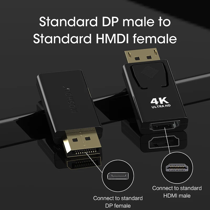 MOSHOU Displyport pre Adaptér HDMI Female to Male max 4K 30Hz DP-HDMI Prevodník 2K Video Audio Konektor Konektor pre HDTV PC