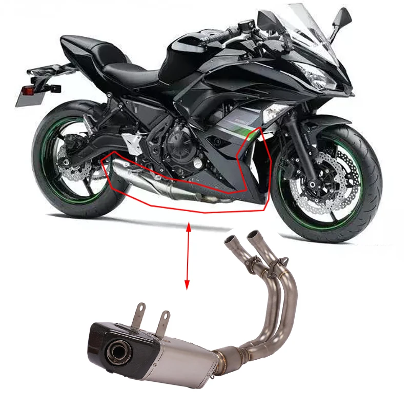 Motocykel Nehrdzavejúcej Celý Odkaz Rúry Nahradiť Pôvodný Výfukový Systém Lossless inštalácia Pre Kawasaki Ninja 650 2017-2020