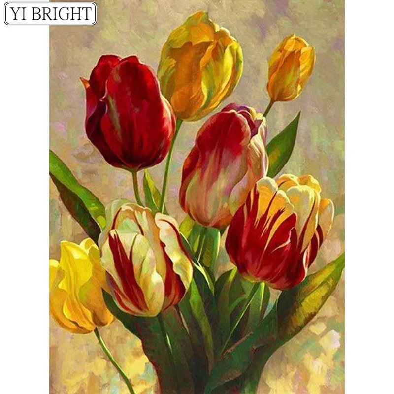 Mozaika Tulipán Diamond Výšivky Úplné Nový Príchod Výzdoba Domov 5D DIY Diamond Maľovanie Cross Stitch Kvety XY1
