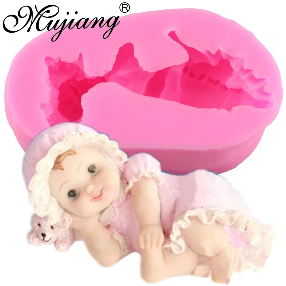 Mujiang 3D Baby Girl, Takže Mydlo Fondant Silikónové Formy Čokoládové Cukrovinky Formy Strany Cake Zdobenie Nástroje, Hlinené Formy Sviečka