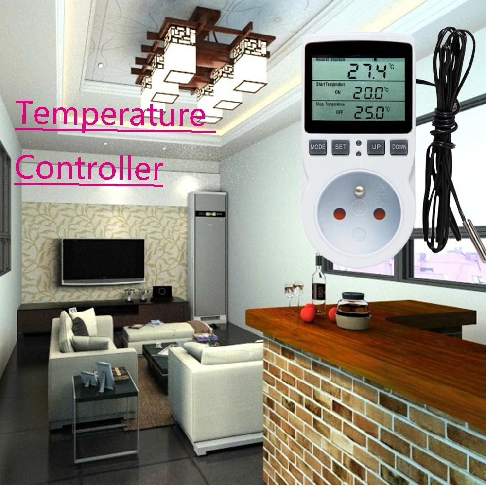 Multi-funkčné Regulátor Teploty s Časovač Prepínač Senzor Termostat Digitálny Inkubátor Zásuvky Zásuvky Sonda Vykurovanie Chladenie