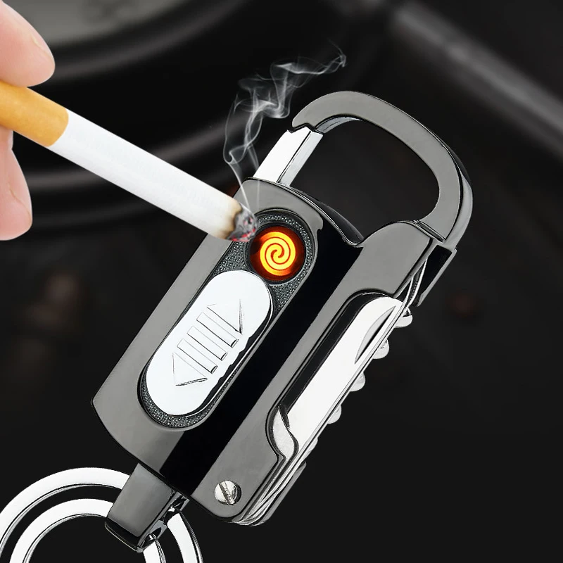 Multifunkčné Tvorivé Zapaľovač Cigariet Nabíjateľná Electronique Nôž Elektronické Volfrámu Turbo Usb Zapaľovače Keychain Otvárač