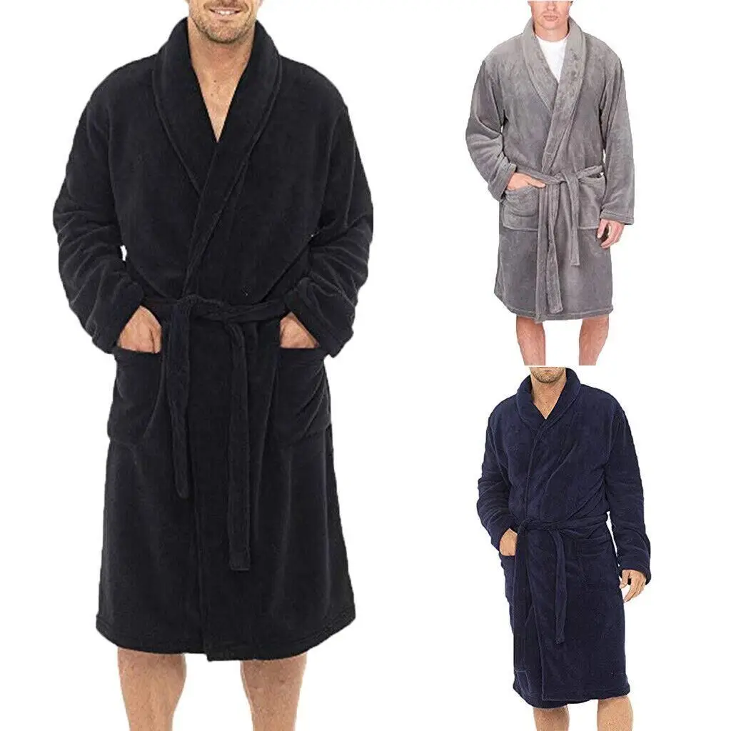 Muž Plášť Zimný Dlhý Župan Muž Vynikajúci Polyesterových Vlákien Pyžamo Nightgown Sleepwear Mens Soft Župan