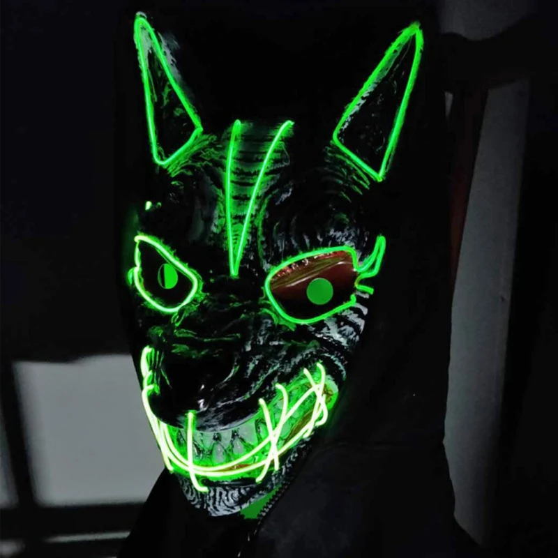 Muži a Ženy Halloween LED Streamer celotvárová Maska Strany Vlk Hlavy Svätého Tvár Klaun Horor Svietiť Maska Nové