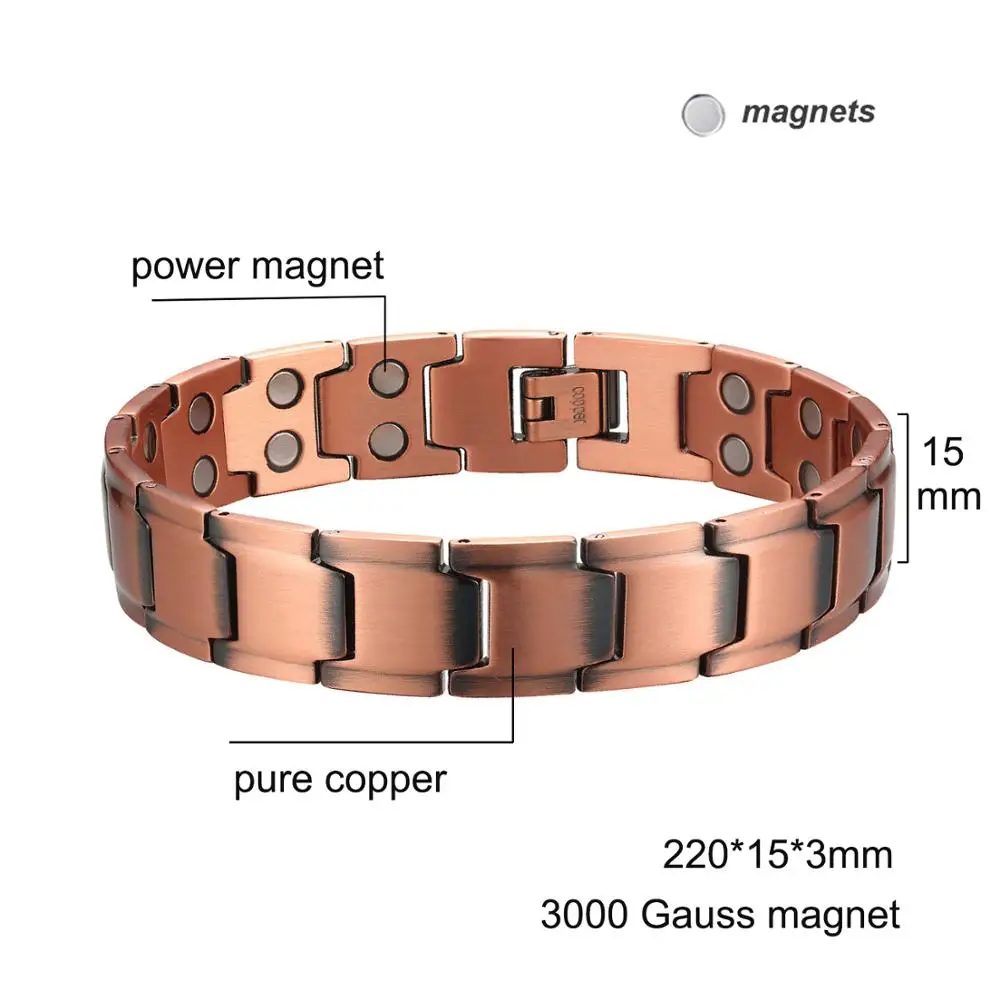 Muži Náramok Šperky Vysokej Gauss 3000 Účinné Silné Magnetické Medený Náramok Výhody Pre Zdravé Hologram náramok Náramky