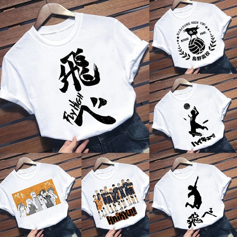 Muži T-shirts Anime Haikyuu Pohode Tlač Tričko Bežné Volejbal Krátky Rukáv Harajuku Fashion Tričko Topy
