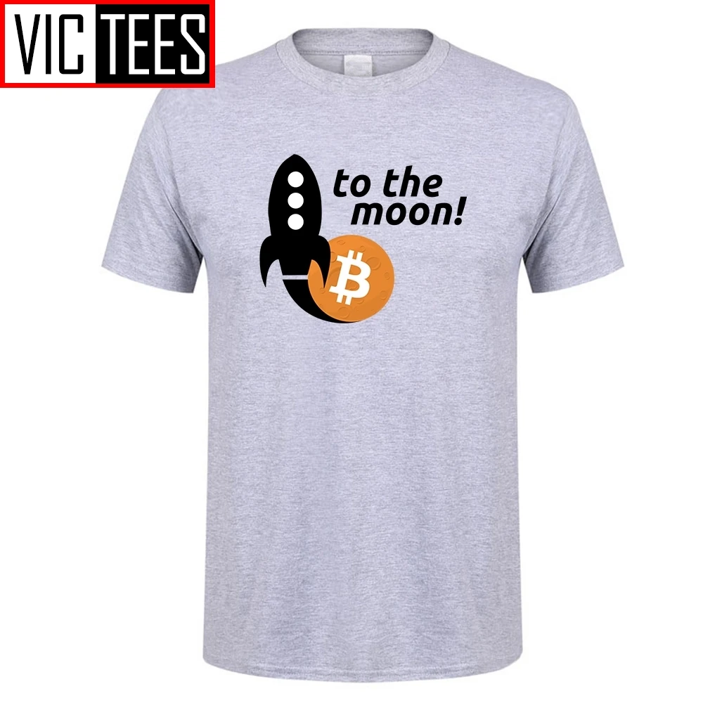 Muži Tričko Bitcoin Na Mesiac Mládež Crewneck Tshirs Hot Bavlna Predaj Mužov Tlač Na Čaj Košele