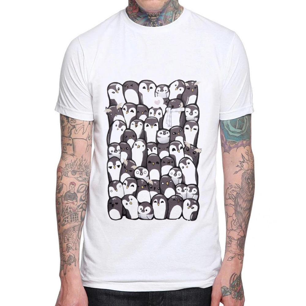Muži Tričko Penguin Bavlny O-krku Mens White Nové Módne Zábavné Vytlačiť T-Shirt Značky Ležérne pánske Oblečenie Letné Tee Košele