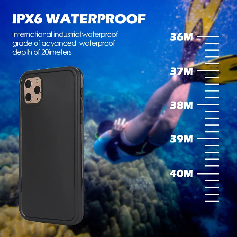Mäkké TPU Vodotesné puzdro Pre iPhone 11 Pro Max SE 2020 6 6 7 8 Plus 10 X XR XS Max Podvodné Vody Dôkaz Chrániť Telefón Prípade