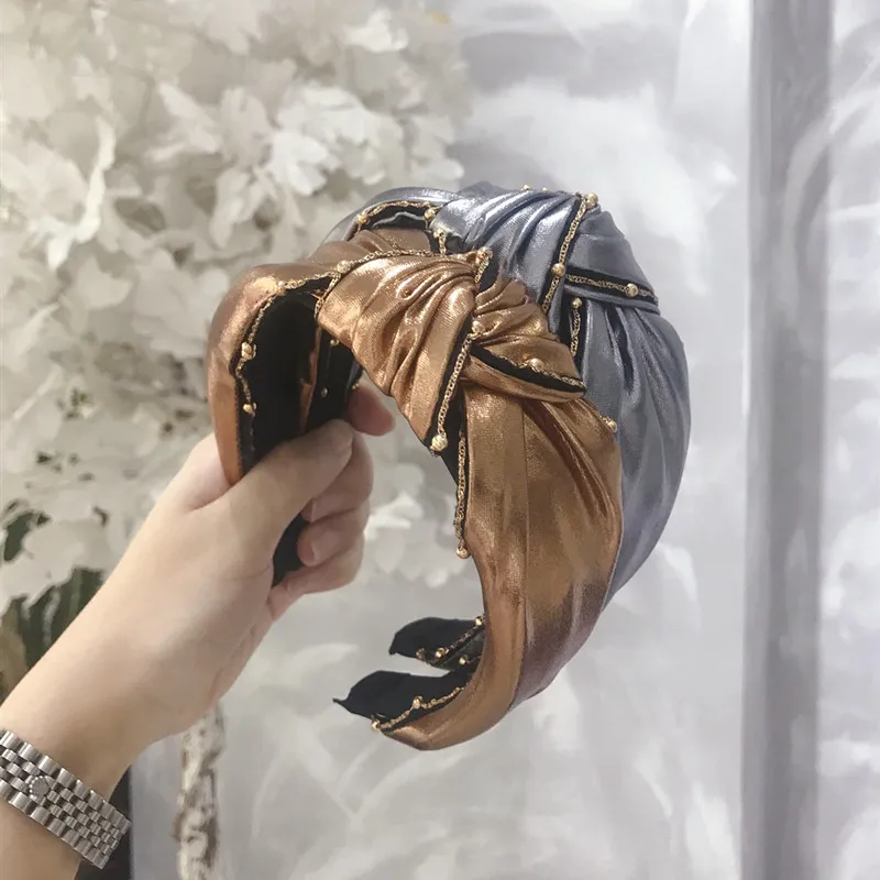 Móda kórejský štýl PU handričkou umenie hairband Ženy Sexy Dievčatá Jednoduchý perly Rozšíriť Vlasy Hoop hlavový most pokrývku hlavy Vlasy Príslušenstvo