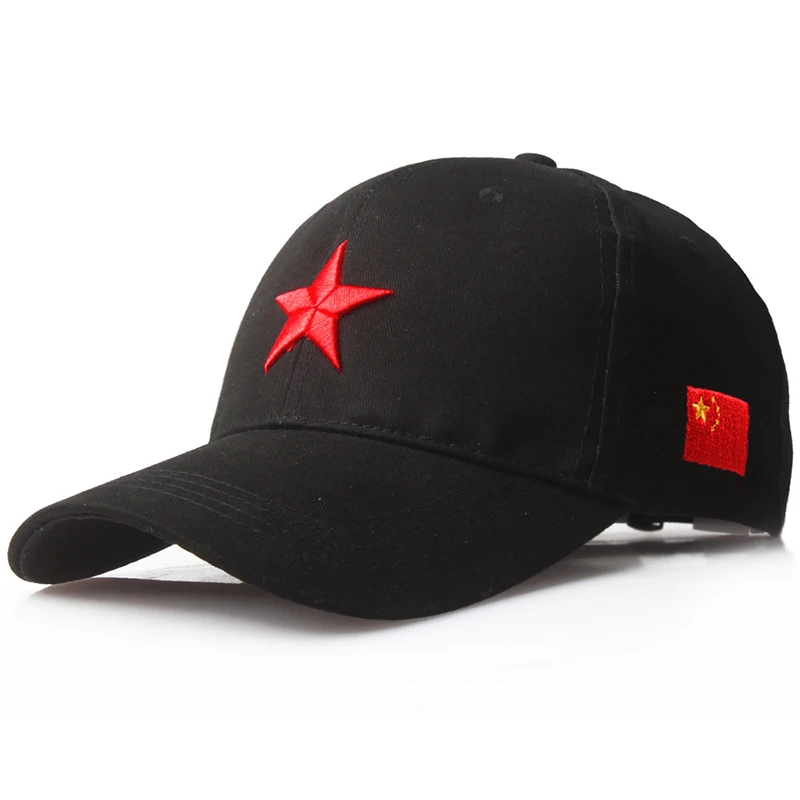Móda mužov armády čiapky červená päťcípa hviezda výšivky baseball čiapky letné vonkajšie slnko klobúk taktické klobúky s vlajkou nastaviteľné