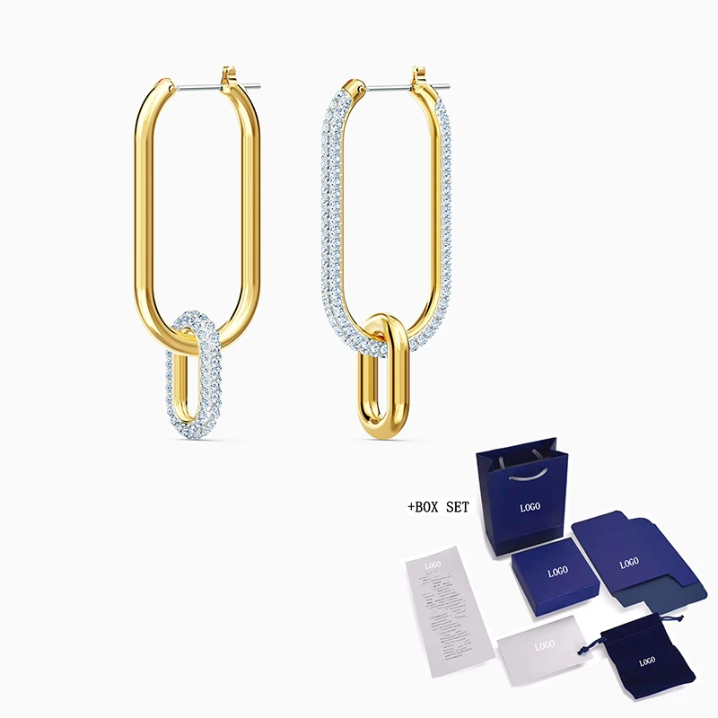 Móda SWA Novej Éry Prebodol Elegantné Náušnice Dve Pracky Dekorácie Zlaté Pracky Prívesok Dámy Populárne High-End Luxusné Šperky