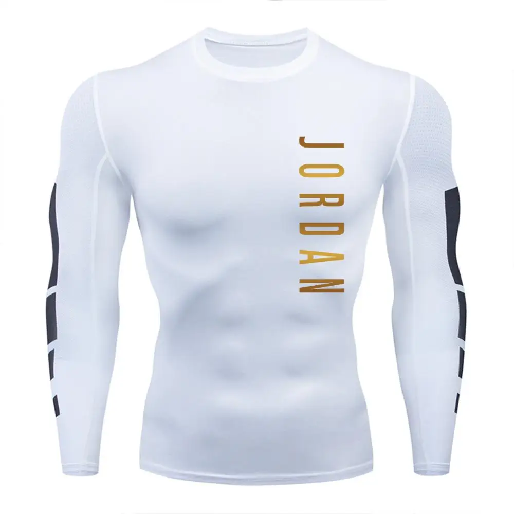 Móda tesné tričko 2020 nové športové Jordánsko pánske T-shirt kompresie kolo krku beží T-shirt lete dlhý rukáv S-3XL