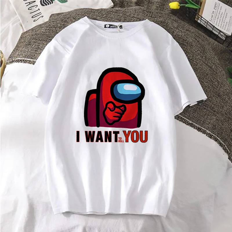 Móda Y2k Estetické Tričko Medzi Nami T-shirt Kawaii Anime Hornej Ulici Bežné T-shirt Harajuku dámske tričká, Gotické Top Čaj