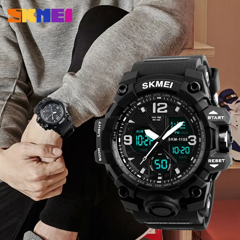 Móda Šport Super Cool pánske Quartz Digitálne Hodinky Mužov Športové Hodinky SKMEI Luxusné Značky LED Vojenské Nepremokavé náramkové hodinky