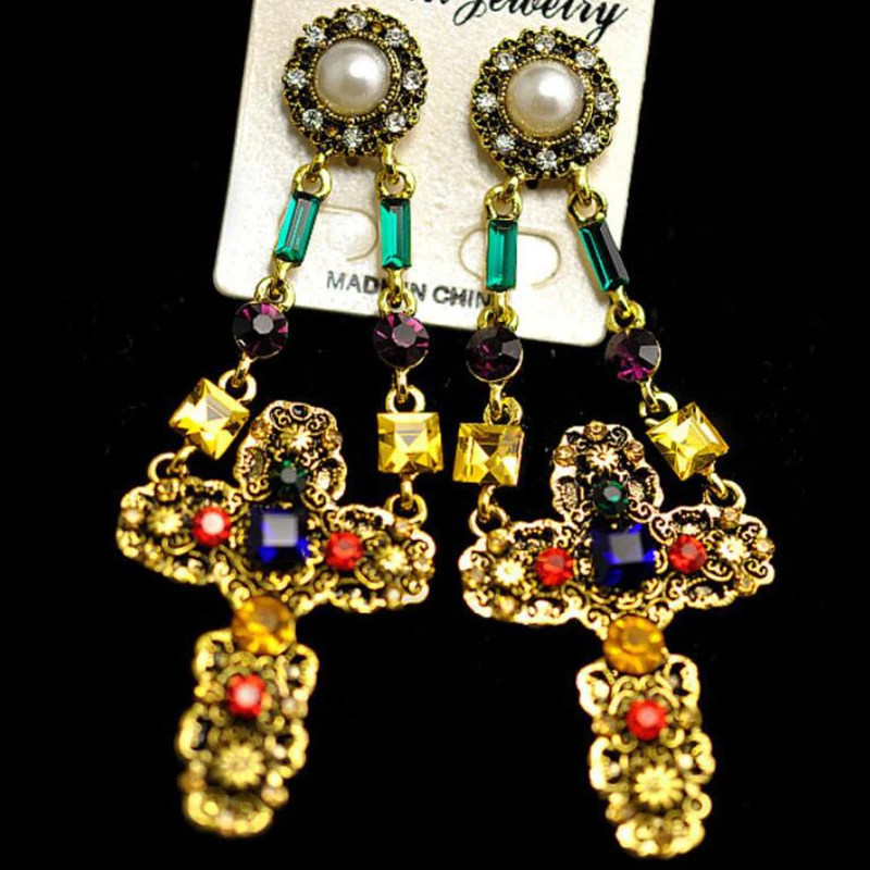Módna Show Veľké Značky Barokový veľký kríž vintage náušnice visieť náušnice pre ženy, nové módne šperky