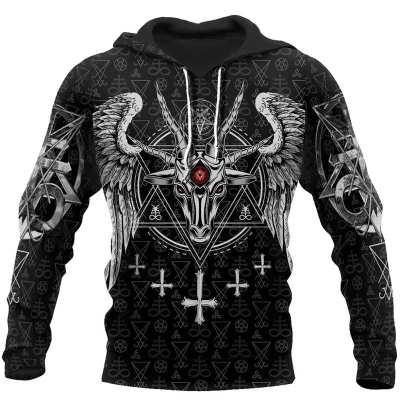 Módne Mens hoodies Satanic Diabol 3D Vytlačené Hoodie Harajuku Streetwear Unisex Bežné Tepláková súprava Drop shipping