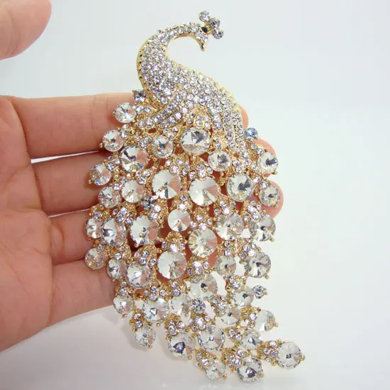 Módne Party Brošňa Pin Šperky H-kvalita Páva Zvieratá Jasné Drahokamu Crystal Klasické Šperky Brošňa Pre Ženy