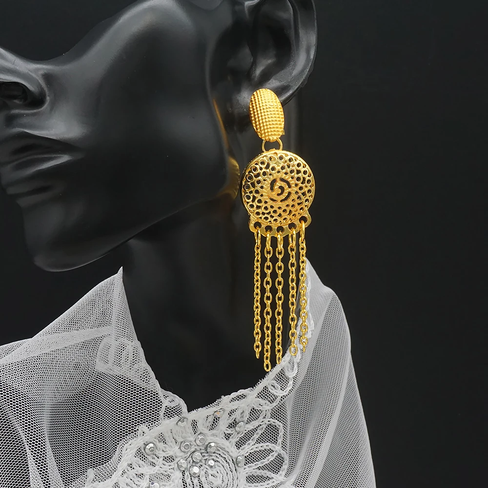 Módne Šperky Sady Dubaj Zlato Afriky, Indického Etiópia Svadobné Svadobné Darčeky Pre Ženy Náhrdelník Náramok, Náušnice, Prsteň